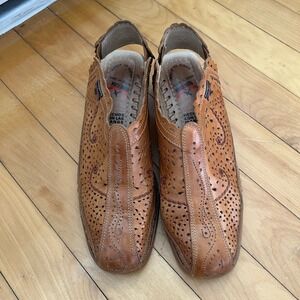 Pikolinos Tan Leather Laser Cut Perforated Slingback Block Heel Sandals Spain 39